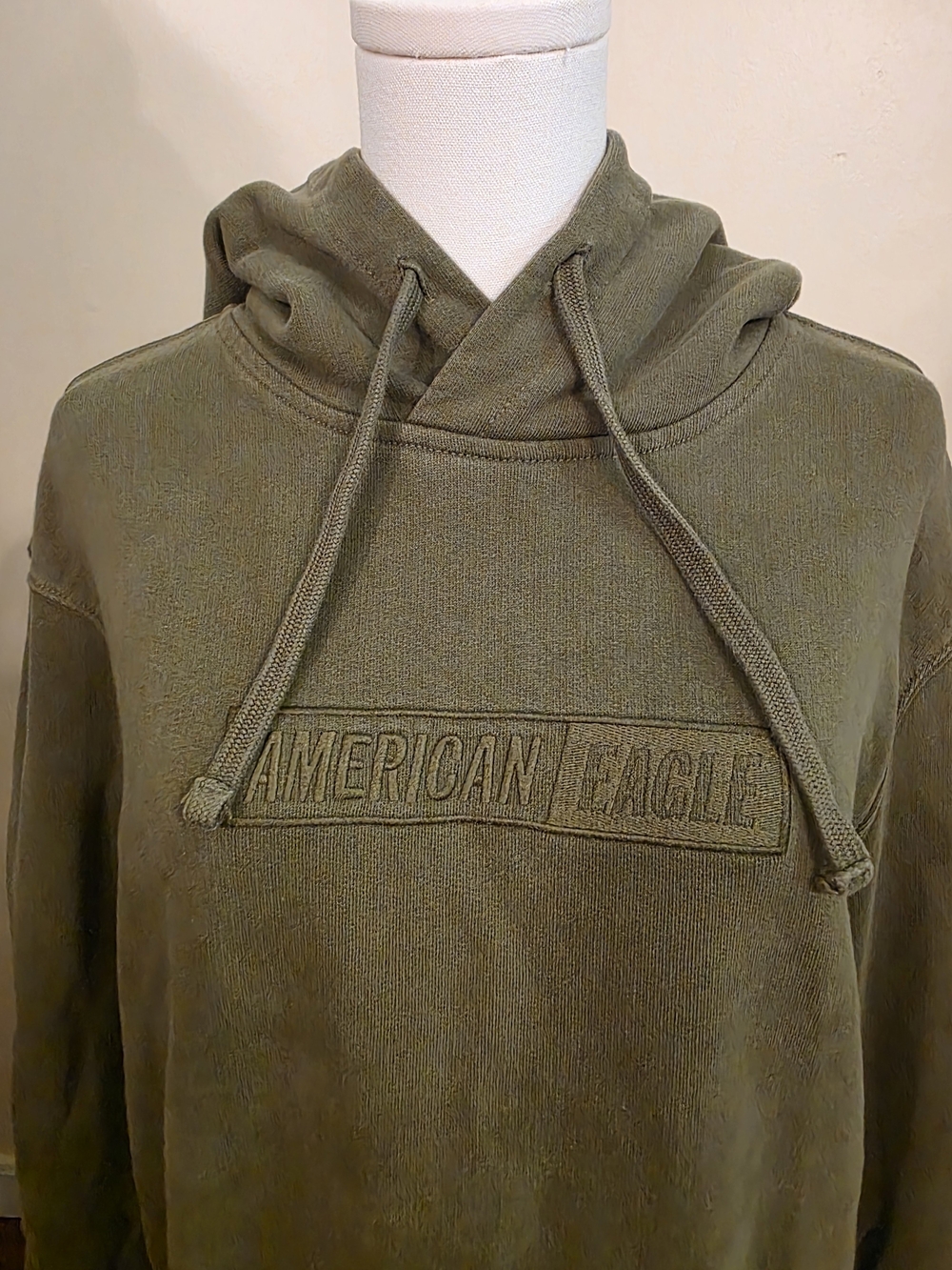 American Eagle Outfitters Olive Green Hoodie with Embroidered Logo